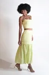 Conjunto Dwz Cropped Amarracao e Saia Mid Pregas Babado