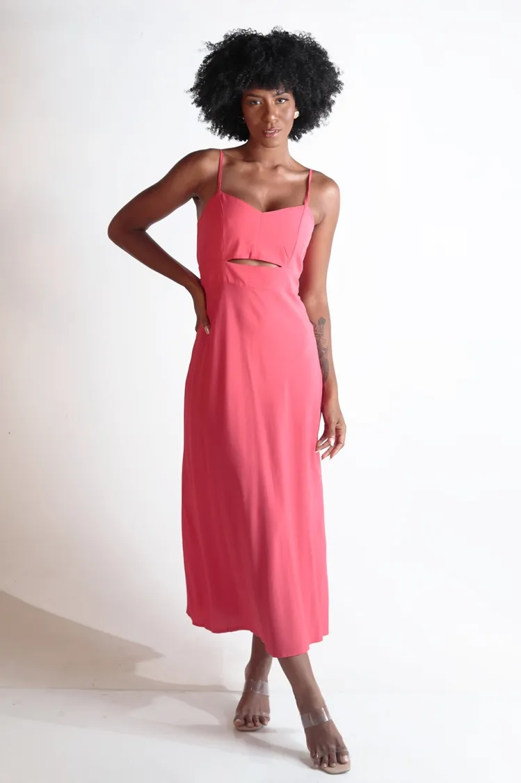 Vestido Dwz Midi Com Alcas Liso