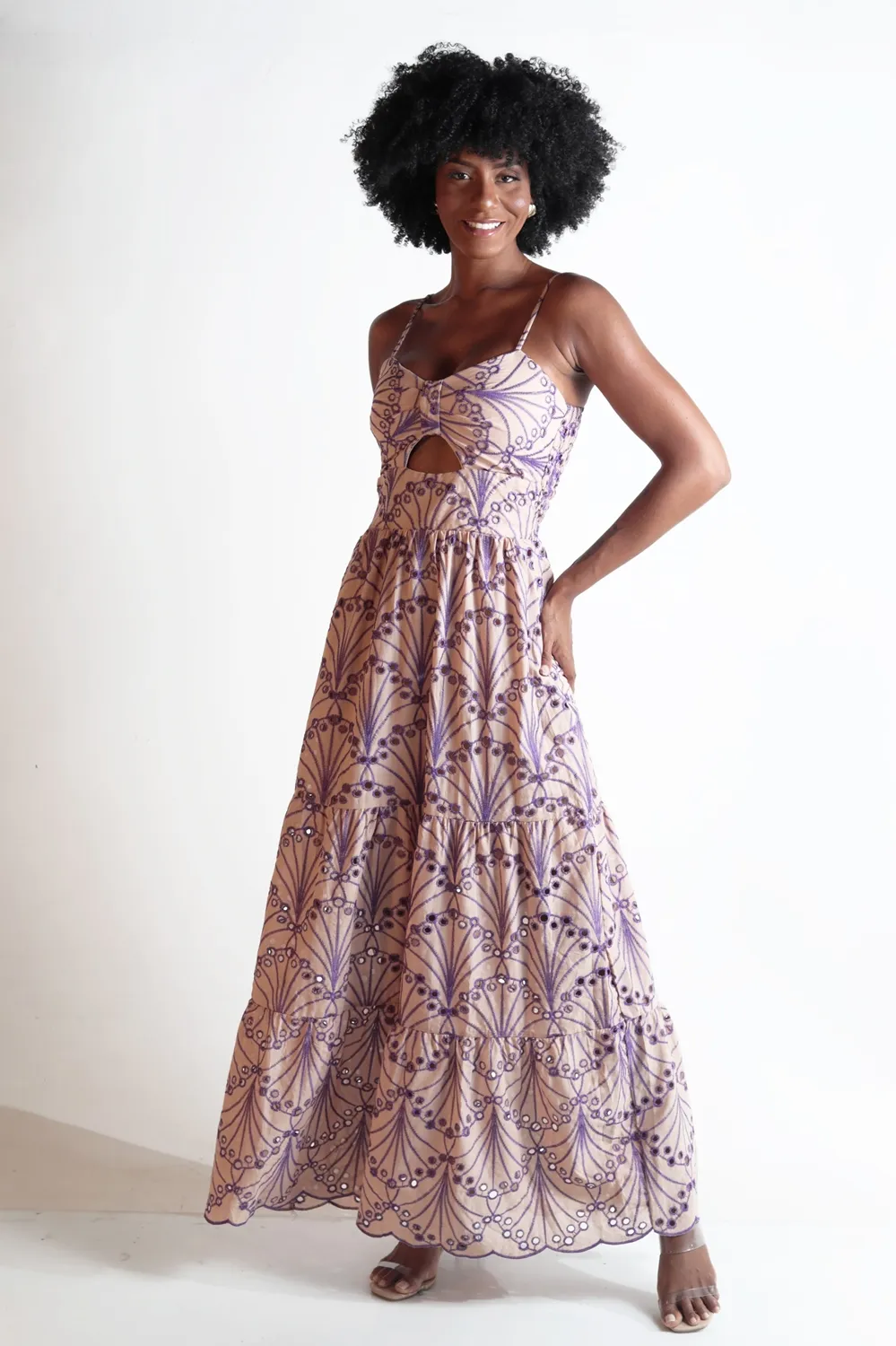 Com Bojo Vestido Longo Com Abertura Na Frente VESTIDO LONGO EM - Main Image