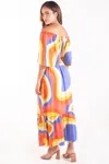 Vestido Dwz Estampado Longo Ombro a Ombro
