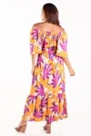 Vestido Dwz Estampado Longo Ombro a Ombro
