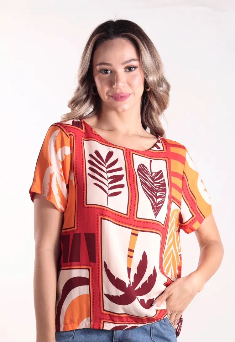Blusa Dwz Manga Curta Estampada