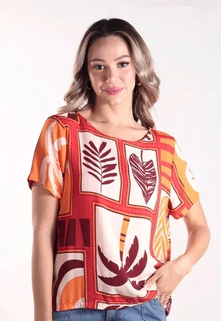 Blusa Dwz Manga Curta Estampada