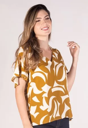 Blusa Dwz Manga Curta Estampada