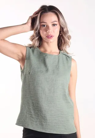 Blusa Dwz em Linho com Detalhe de Botao