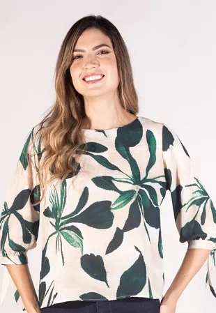 Blusa Dwz Estampada mg 3/4 Amarracao