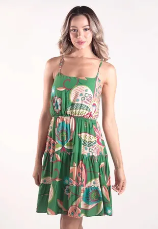 Vestido Dwz Curto com Alcas Estampado