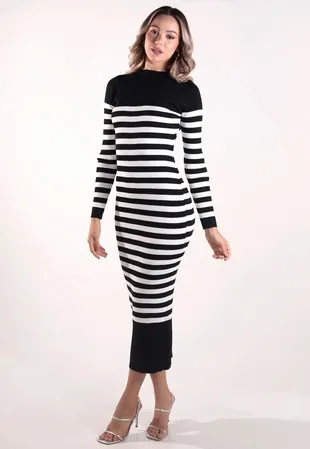 Vestido Dwz Tricot Modal Listrado