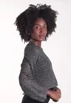Cropped Dwz Tricot com Lurex Manga Longa