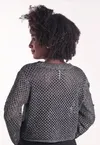 Cropped Dwz Tricot com Lurex Manga Longa