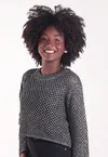 Cropped Dwz Tricot com Lurex Manga Longa