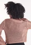 Cropped Dwz Tricot com Lurex Manga Longa