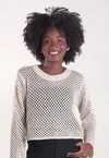 Cropped Dwz Tricot com Lurex Manga Longa