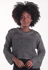 Cropped Dwz Tricot com Lurex Manga Longa