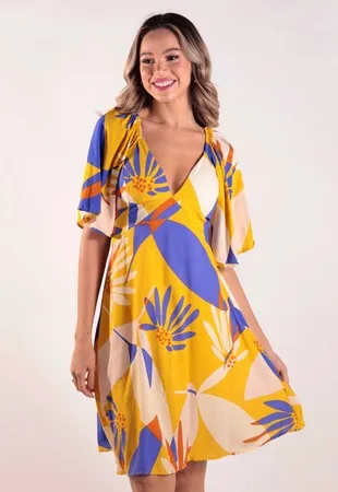 Vestido Dwz Estampado com Bojo e Lastex Curto