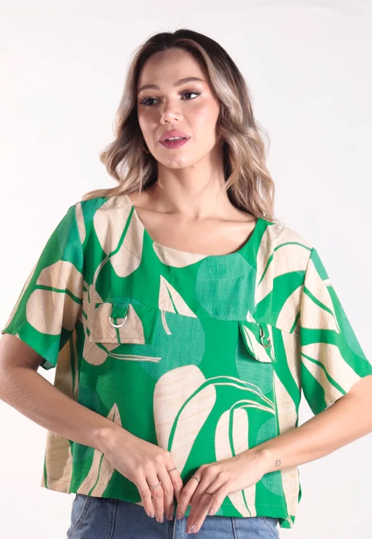 Blusa Dwz Estampada com Bolso