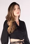 Camisa Dwz Cropped Cetim Com Amarracao Lisa