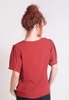 Blusa Dwz Manga Curta Bufante com Pregas na Gola