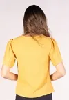Blusa Dwz Manga Curta Bufante com Pregas na Gola