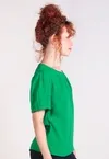 Blusa Dwz Manga Curta Bufante com Pregas na Gola