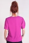 Blusa Dwz Manga Curta Bufante com Pregas na Gola