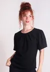 Blusa Dwz Manga Curta Bufante com Pregas na Gola