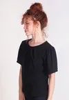 Blusa Dwz Manga Curta Bufante com Pregas na Gola