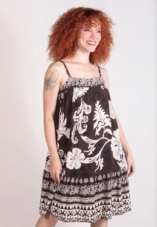 Vestido Dwz Curto com Alcas Estampada