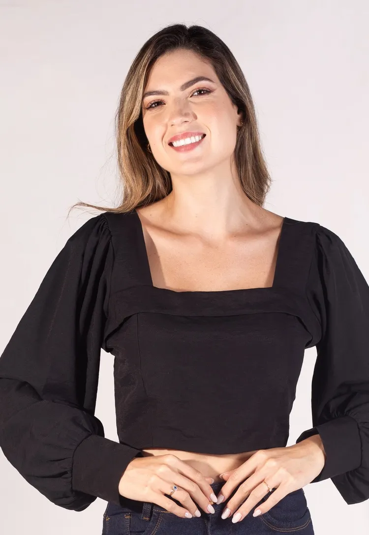 Cropped Dwz Manga Longa com Bojo