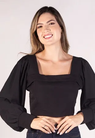 Cropped Dwz Manga Longa com Bojo