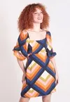 Vestido Dwz Estampado Curto com Amarracao
