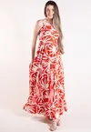 Vestido Dwz Longo Estampado com Lastex