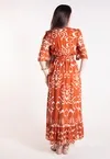 Vestido Dwz Longo Estampado com Manga