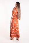 Vestido Dwz Longo Estampado com Manga