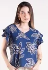 Blusa Dwz Estampada Decote V com Manga