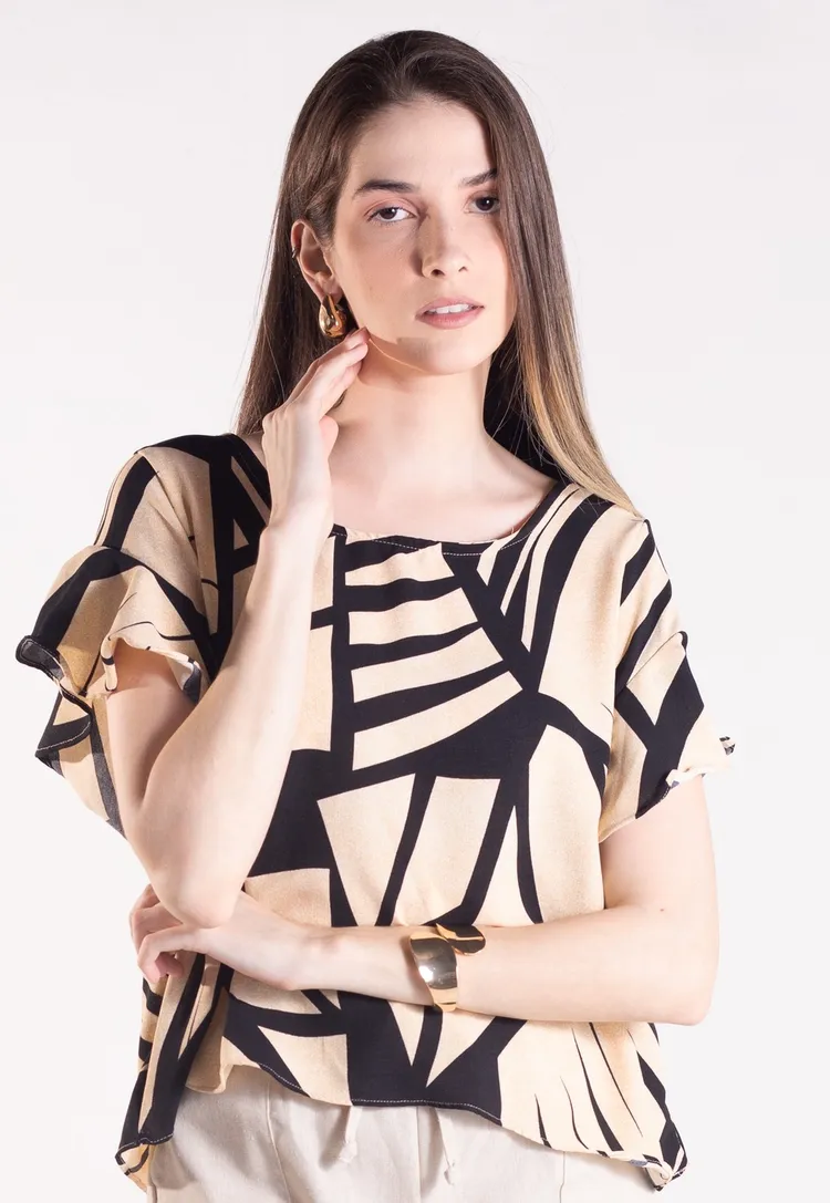 Blusa Dwz Estampada Manga Babado