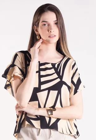 Blusa Dwz Estampada Manga Babado