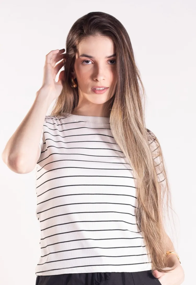 Blusa Dwz Malha Listrada com Manga