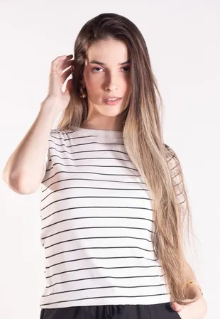 Blusa Dwz Malha Listrada com Manga