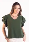 Blusa Dwz Lisa Decote Manga Babado