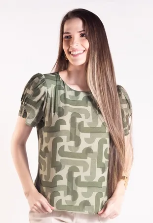 Blusa Dwz Manga Curta Estampada