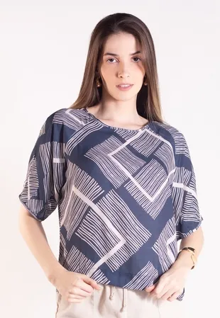 Blusa Dwz Manga 3/4 Estampada