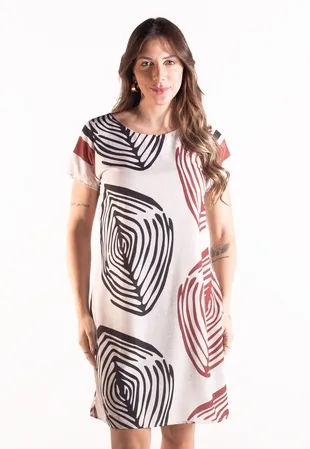 Vestido Dwz Manga Curta Estampado