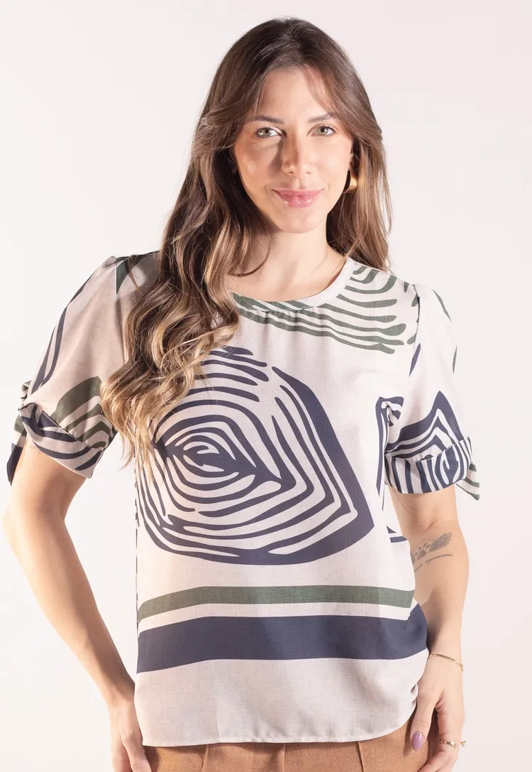 Blusa Dwz Manga Curta Amarracao