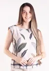 Regata Dwz em Crepe Estampada Manga Babado