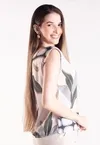 Regata Dwz em Crepe Estampada Manga Babado