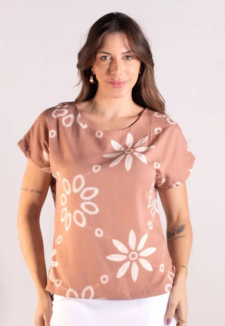 Blusa Dwz Manga Curta Estampada