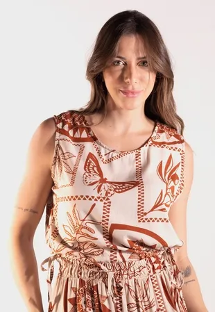 Cropped Dwz Estampado com Amarracao