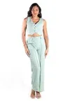 Conjunto Dwz Linho Colete e Calca Pantalona