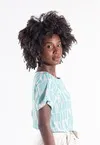 Blusa Dwz Manga Curta Etampada em Crepe